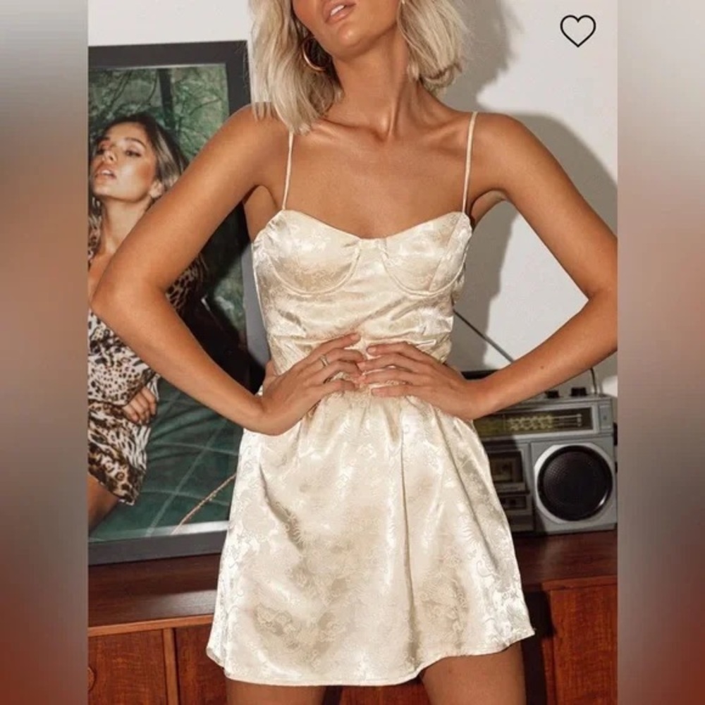 Elegant Cream Spaghetti Strap Dress
